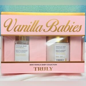 TRULY NIB &48 Vanilla Babies Mini Bath & Body- Pink Gold Oil and body butter